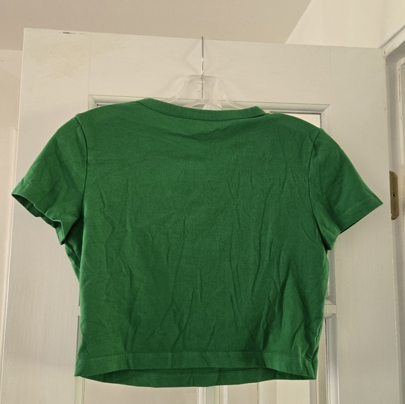 Target Wild Fable Green Short Sleeve Crop Top T-Shirt Womens Size Medium Casual - Picture 4 of 6